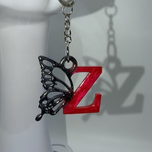 Personalized Resin Butterfly Initial Keychain, Gift for Her, Handmade Resin Art