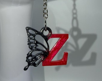 Personalized Resin Butterfly Initial Keychain, Gift for Her, Handmade Resin Art