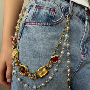 Multi Color Gold tone Waist Belt Chain Layer Accessory 80s 90s Y2k Clubbing Gold Multi Layer Chain Belt - Etsy main image 4