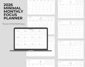 2026 Monthly Planner PDF | Printable Planner A4 A5 | Clean Minimal Design