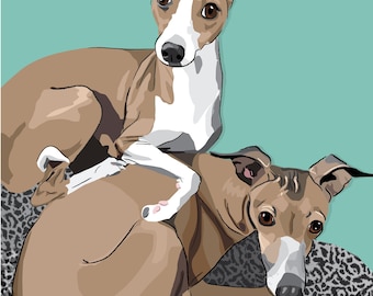 Two CUSTOM  pop art portrait of your pets- DIGiTAL DOWNLOAD