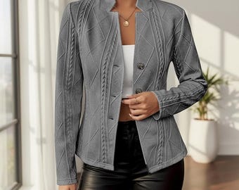 Elegant Women's Blazer Jacket Slim Fit Office Outerwear, Chic Suit Tops for Professional Style