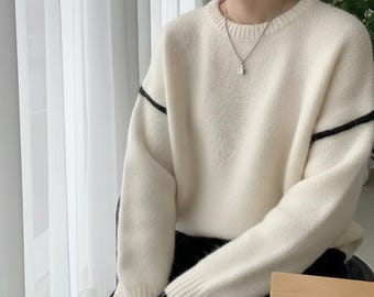 Women's Artistic Retro Knitwear, Cozy Fashion Pullover, Trendy Warm Sweater for Fall & Winter