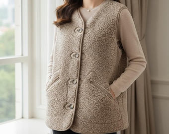 Lambswool Vest, Women's Suede Nap Outerwear