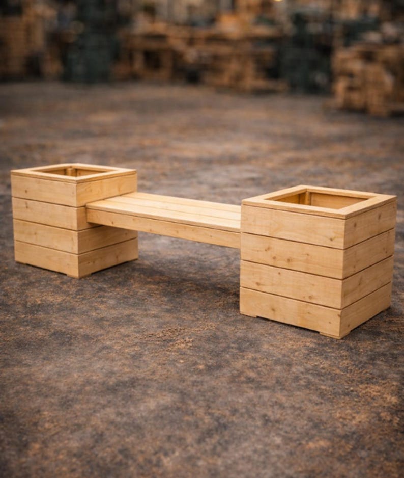 Cedar Bench Planter Plans | DIY Garden Bench With Built-in Planters ...