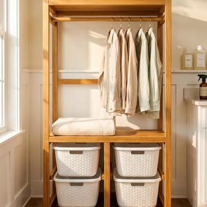 DIY Laundry Room Organizer Plans | Multi-Section Hamper & Storage Tower Build Guide | Printable PDF Woodworking Blueprints