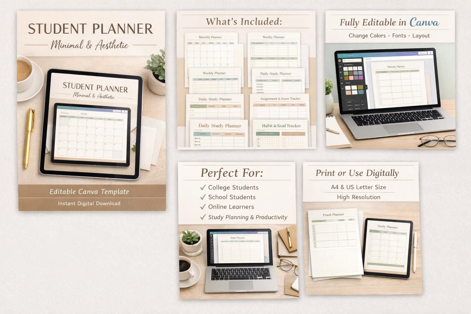 Plantilla de Canva para agenda estudiantil/organizador académico sin ...