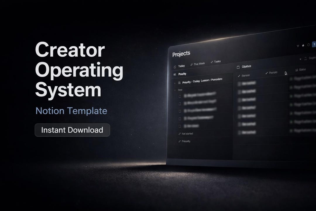 Creator Operating System Notion Template | Digital Project Planner ...