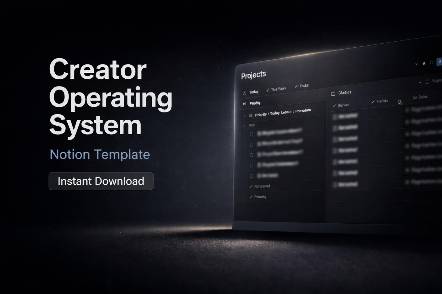 Creator Operating System Notion Template Digital Project Planner (Instant Download)