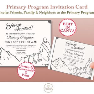 LDS Primary Program Invitation Card, Editable Printable Invite, Passalong Sacrament Meeting Announcement Template