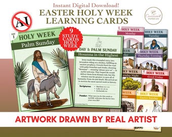 Easter Holy Week Flash Cards Christian Story Cards Scripture Gift Printable Instant Download
