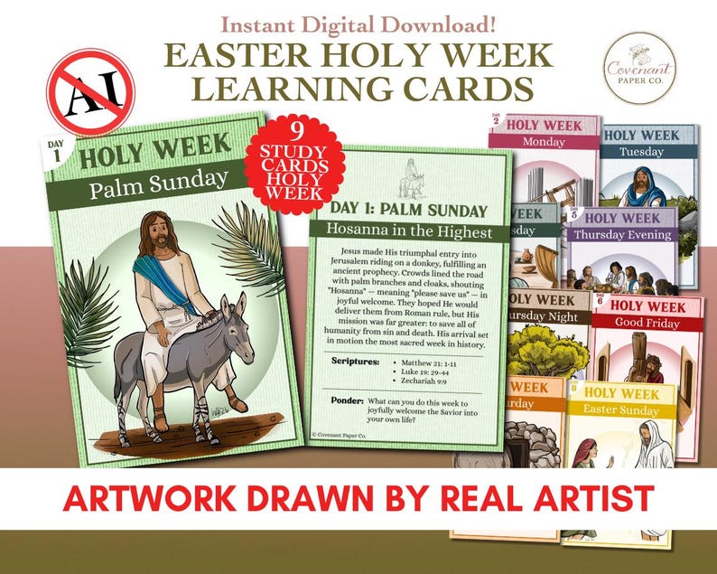 Easter Holy Week Flash Cards Christian Story Cards Scripture Gift ...