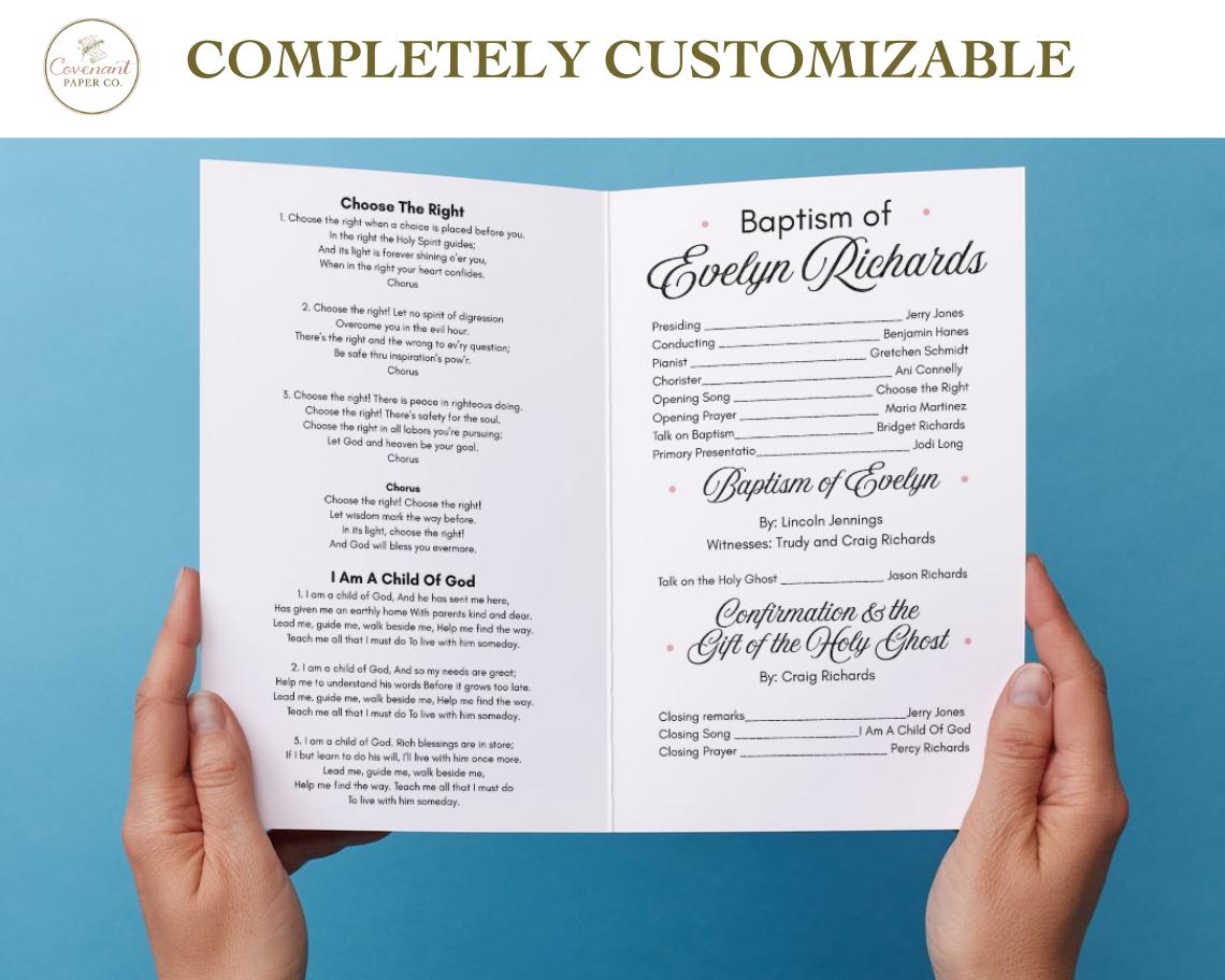 Editable Baptism Program Template for Girl | Pink Flowers | Canva ...