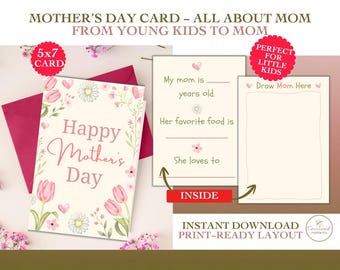 Mother's Day Card From Kids, All About Mom Printable (Instant Download)
