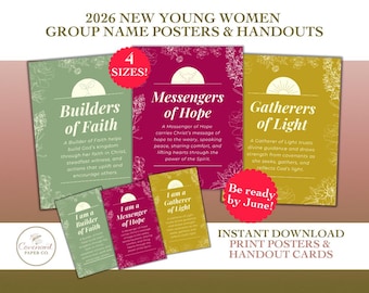 New Young Women Name 2026 LDS Class Posters & Handouts Printables Bundle (Digital Download)