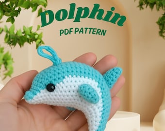 Schema portachiavi all'uncinetto a forma di delfino, amigurumi a basso punto (schema PDF)