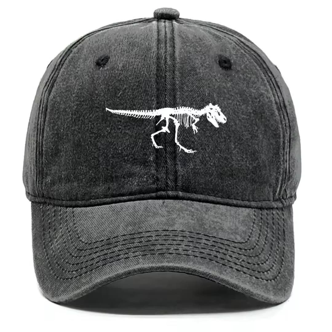 T-rex Skeleton Embroidered Dad Hat, Vintage Washed Cotton Baseball Cap ...