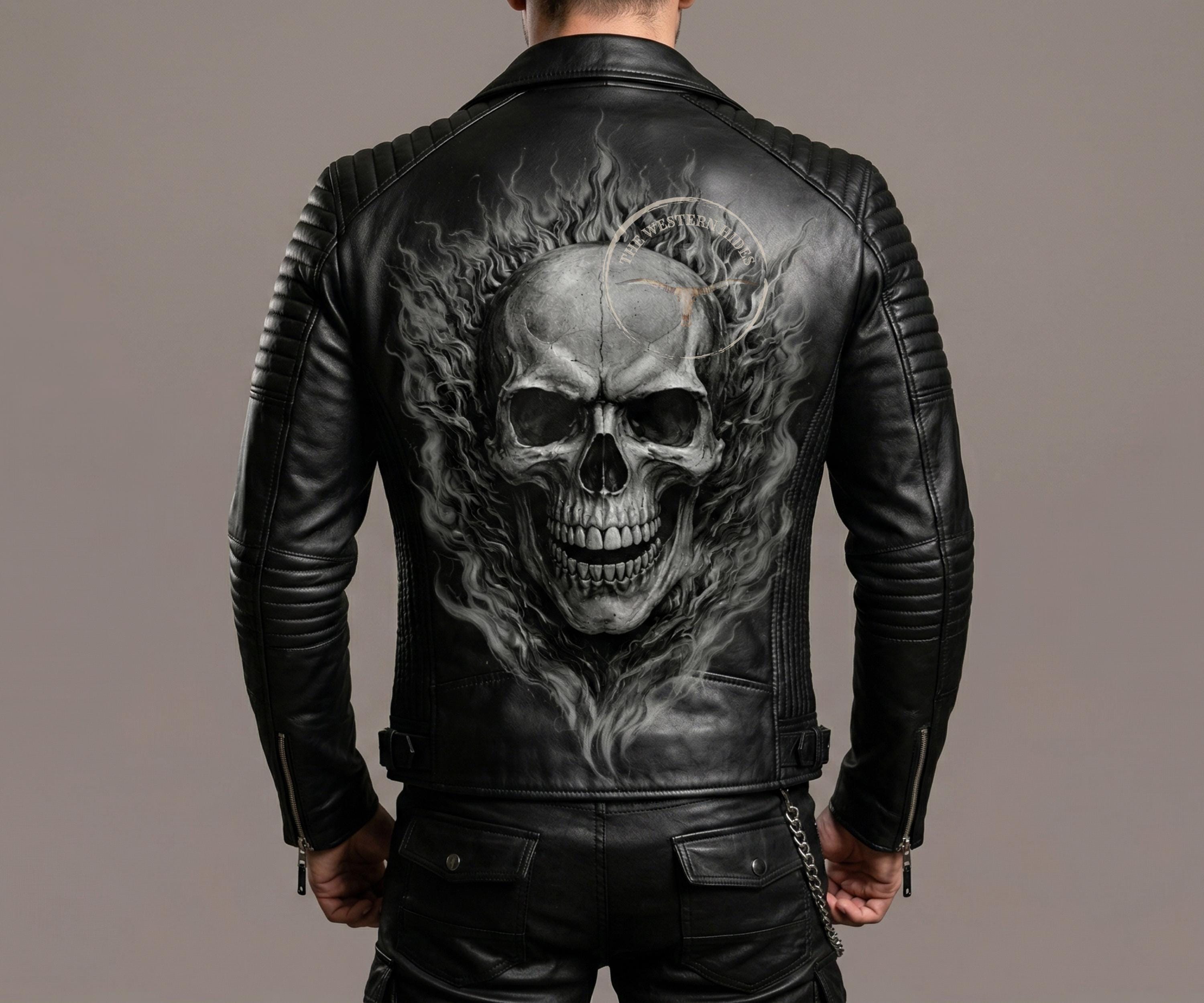 Leather Skull Jacket - Etsy UK