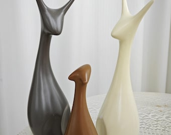 Minimalist Abstract Deer Family Ceramic FigurinesSet of 3 Modern Home Decor