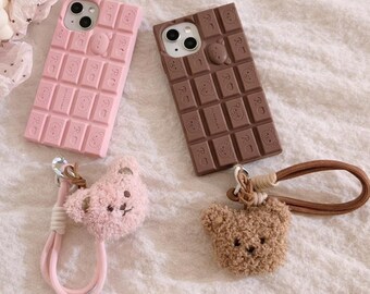 Funda para teléfono Rilakkuma, funda para teléfono 3D de chocolate, funda para iPhone 15 Pro Max, regalo para niñas