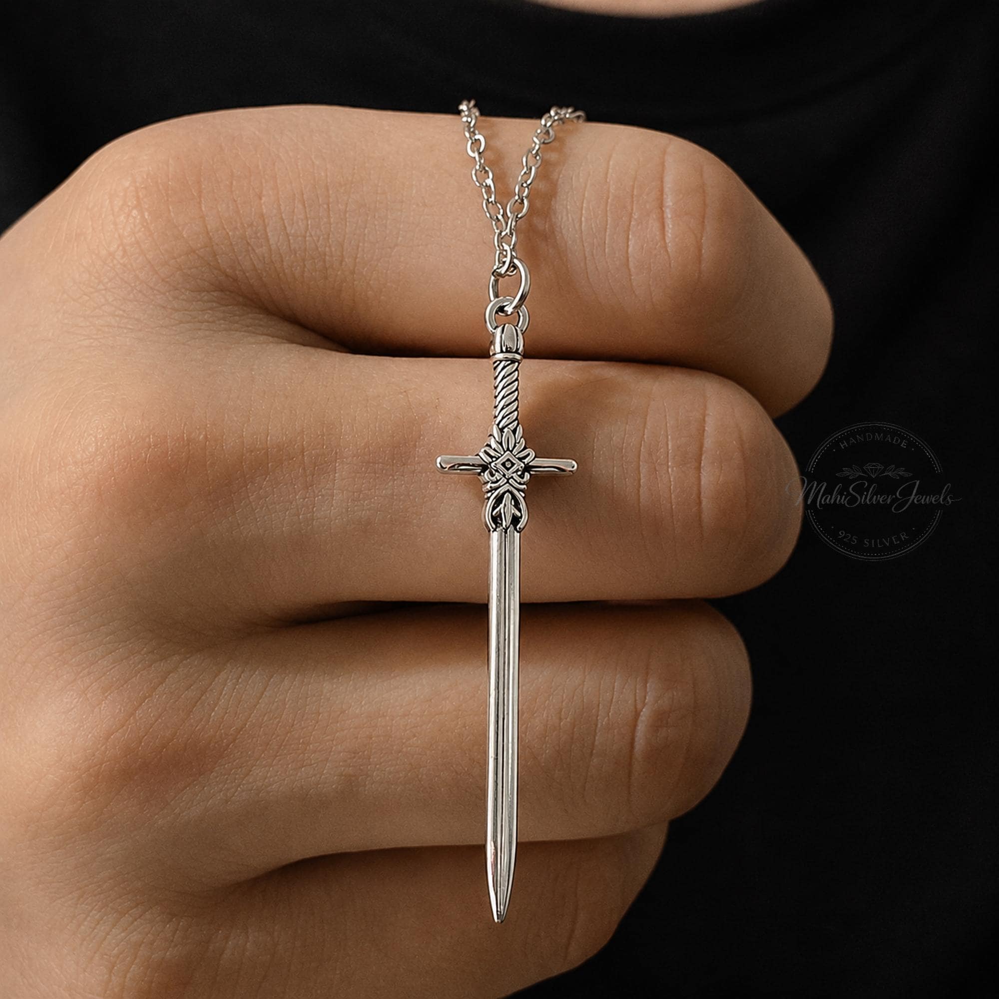 Sterling Silver Sword Pendant - Etsy
