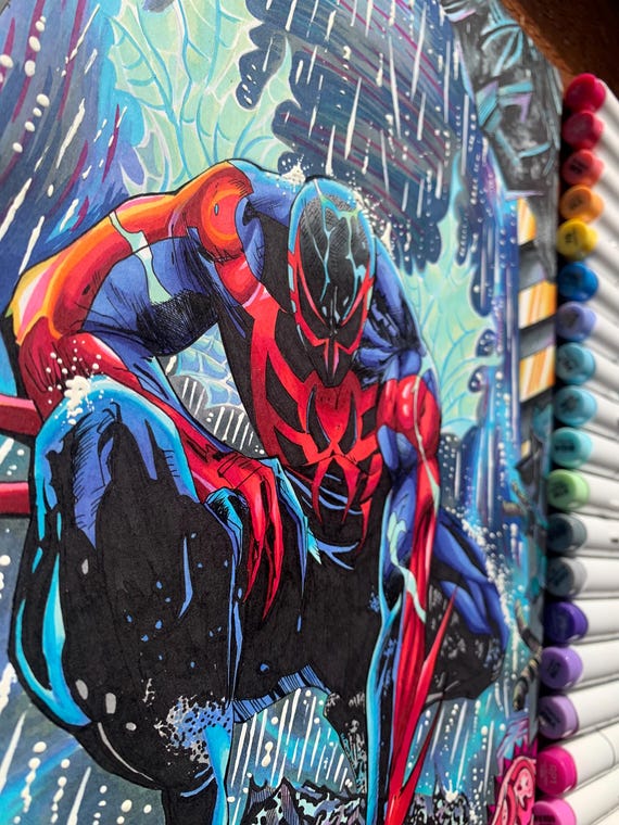 Spiderman 2099 Redraw, Alcohol Marker Art (9x12) - Etsy