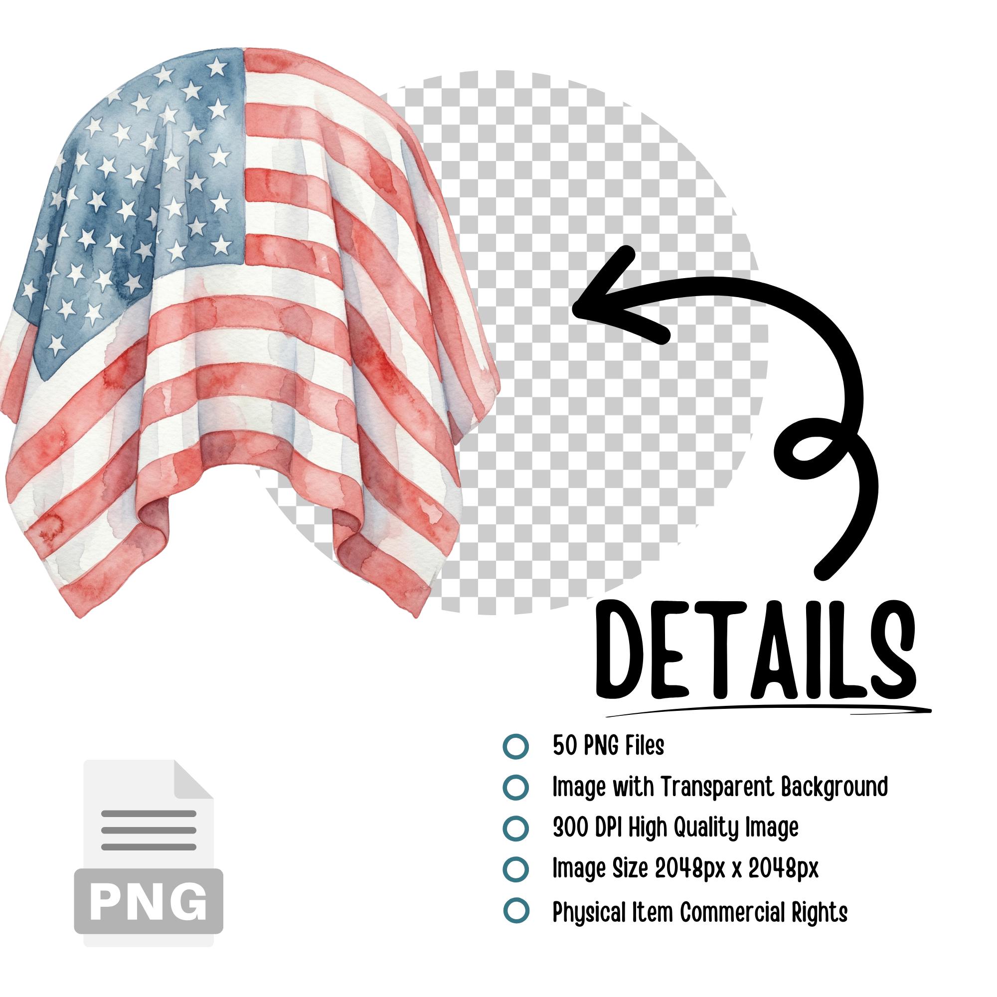Watercolor USA Flag Clipart Bundle – Patriotic PNG for 4th of July ...