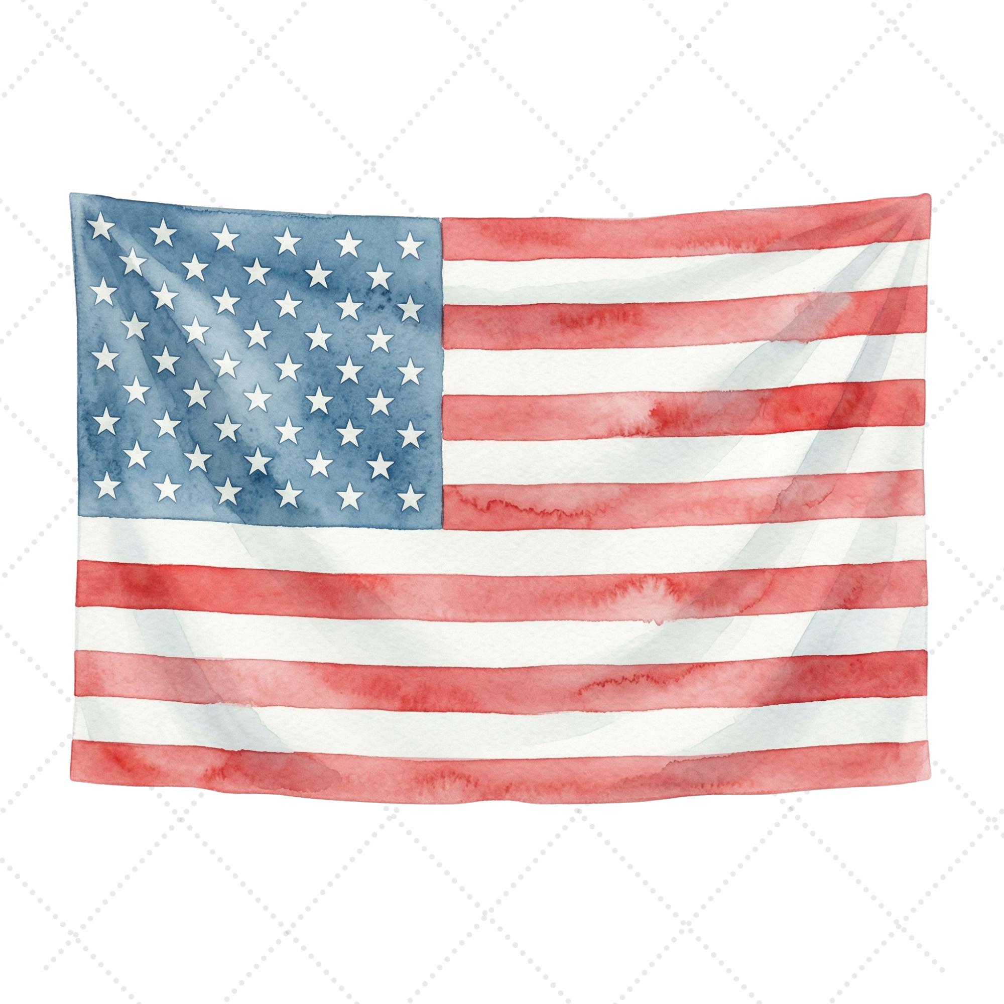 Watercolor USA Flag Clipart Bundle – Patriotic PNG for 4th of July ...