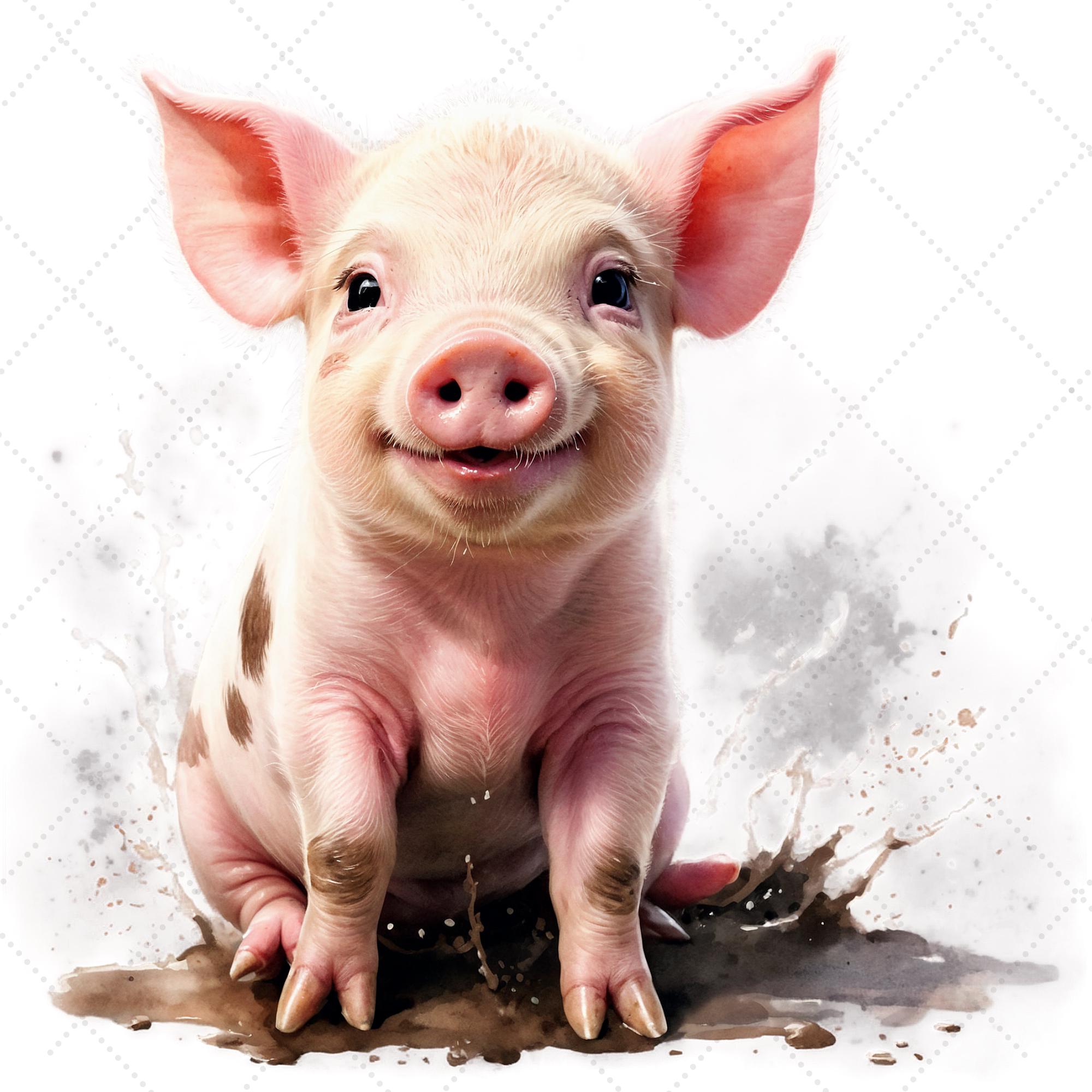 Watercolor Baby Farm Animals Clipart – Nursery, Sublimation PNG Bundle ...