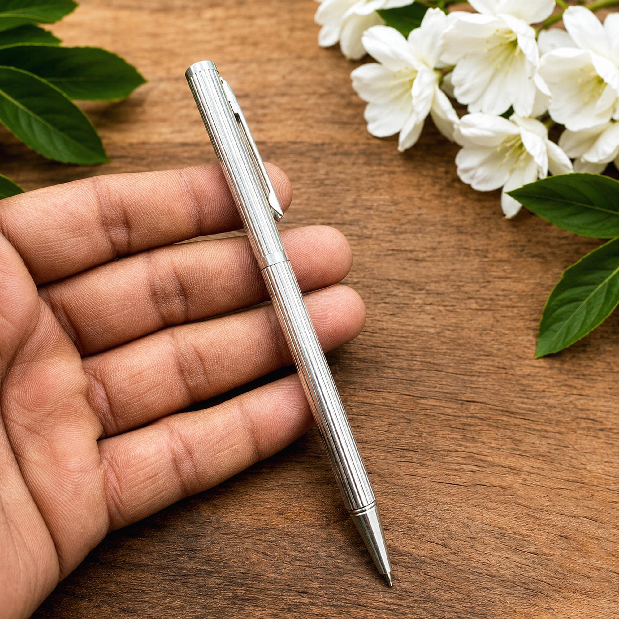 Handcrafted 925 Sterling Silver Ballpoint Pen, Executive Writing Pen, Medium Point Office Pen, Gift for Men & Women, Office Pen