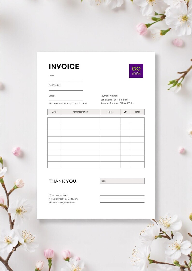 Editable Invoice Template for Small Business, Digital Order Form Canva ...