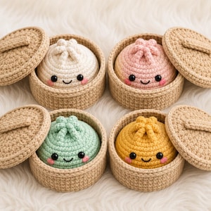 Dumplings & Steamer Crochet Pattern PDF - Viral No-Sew Dumpling Amigurumi, Beginner Friendly, Instant Download