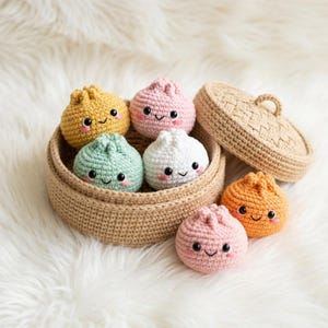 Dumplings & Steamer Crochet Pattern PDF - Viral No-Sew Dumpling Amigurumi, Beginner Friendly, Instant Download