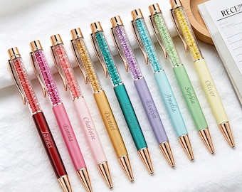 Pen met gegraveerde strassteentjes, custom sprankelende kristallen pen, voorstel bruidsmeisje en afstudeercadeau, gepersonaliseerd briefpapier