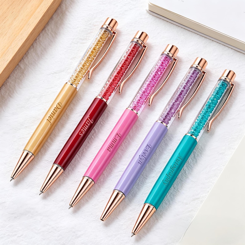 Custom Rhinestone Pens Engraved Rhinestone Pen, Custom Sparkly Crystal Pen, Bridesmaid ...
