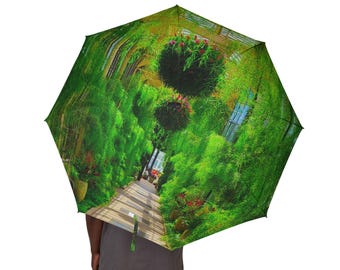 Sombrilla de jardín verde / Parasol plegable para la lluvia