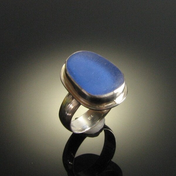 Sea Glass Ring Cornflower Blue Beachglass