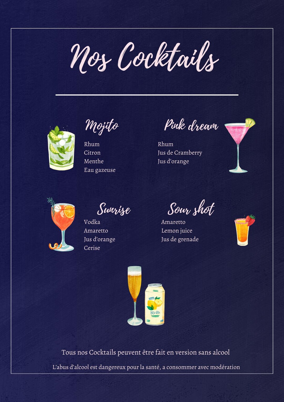 Customizable Cocktail Menu Canva – Elegant Bar Menu - Etsy