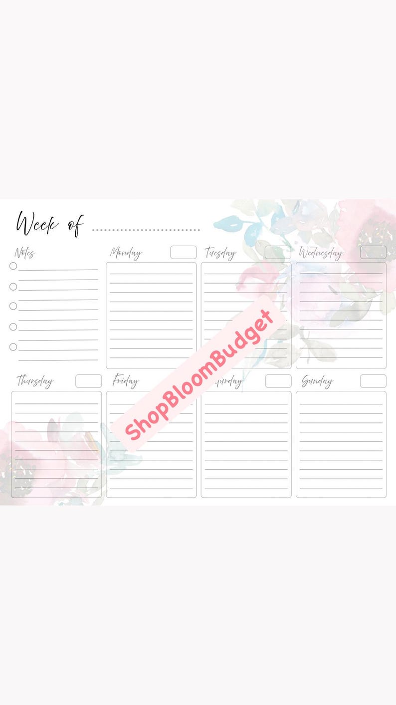Floral Weekly Planner Printable | Undated Schedule Bundle (PDF) - Etsy