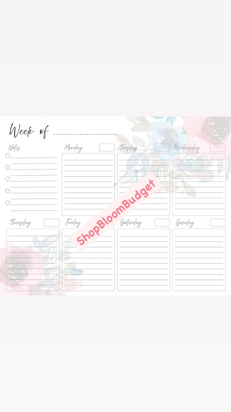 Floral Weekly Planner Printable | Undated Schedule Bundle (PDF) - Etsy