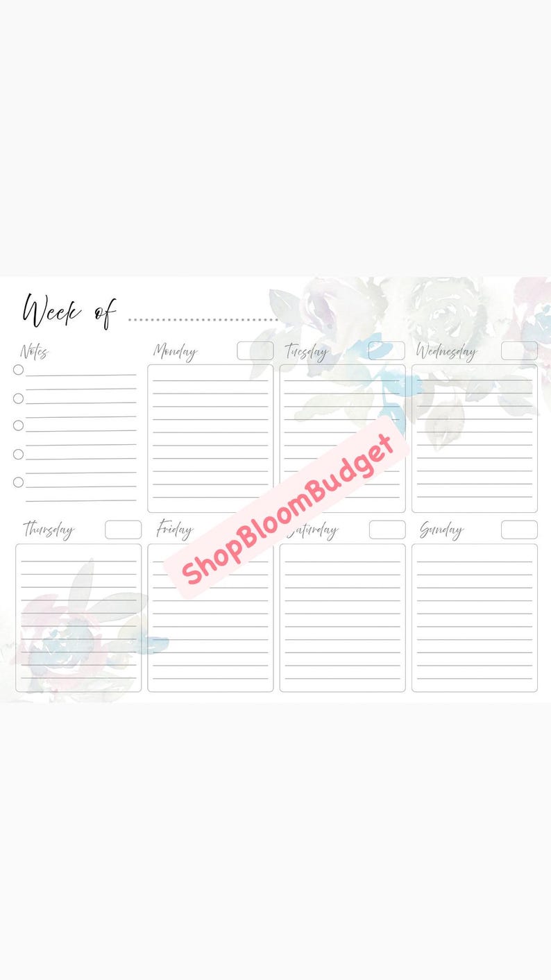 Floral Weekly Planner Printable | Undated Schedule Bundle (PDF) - Etsy