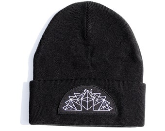 ZamZam Cuffed Knit Black Beanie with Embroidered White Logo Design