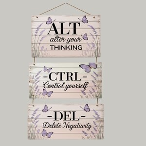 Ctrl Alt Del Wooden Sign, Butterfly Floral Wall Art (Printable Decor Set)