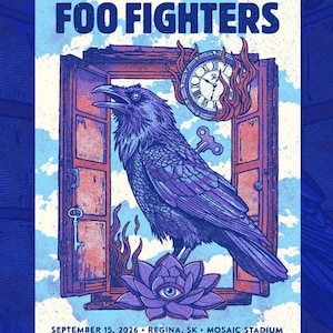Foo Fighters Regina SK Sep 15 2026 Mosaic Stadium Tour Poster Reprint