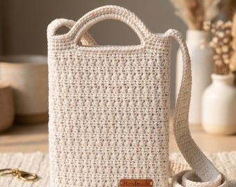 Patroon pdf gehaakte telefoontas, eenvoudige zelfstudie crossbody-telefoonzakje, gehaakte tas, geschikt voor beginners, direct downloaden