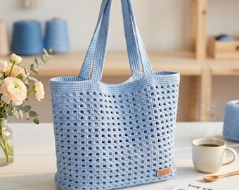 Patroon gehaakte draagtas pdf, eenvoudig gehaakt taspatroon voor beginners, tutorial Boho Market-draagtas, direct downloaden