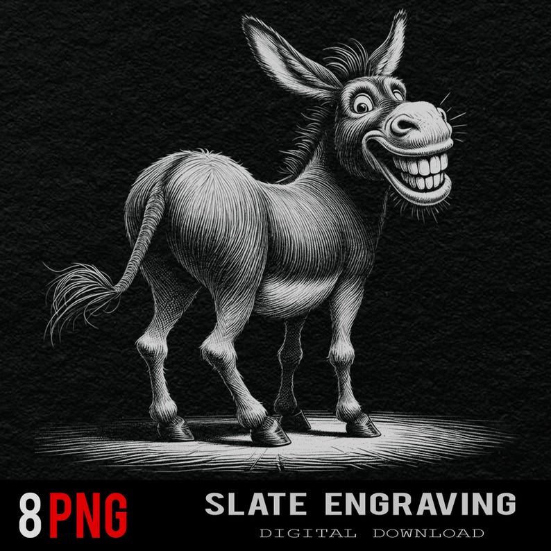 Funny Donkey PNG – Slate Engraving File for Laser Machines [78] - Etsy