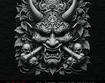 Máscara Oni PNG: Archivo de grabado en pizarra para máquinas láser [27]