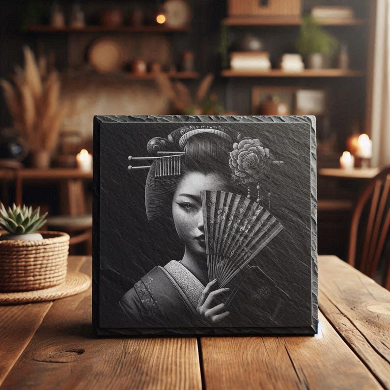 Geisha PNG – Slate Engraving File for Laser Machines [9] - Etsy Canada