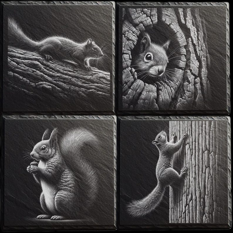 Squirrel PNG – Slate Engraving File for Laser Machines [56] - Etsy